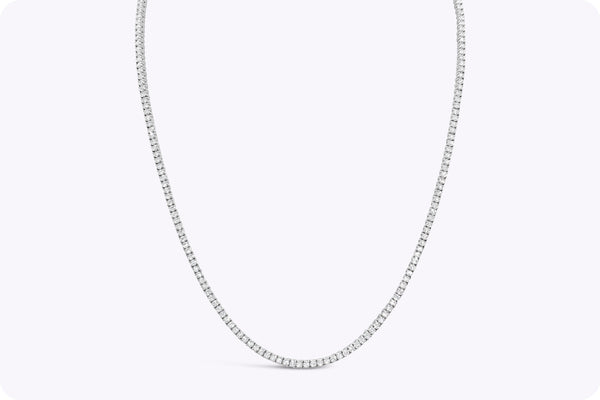 5.39 Carats Total Round Brilliant Cut Diamond Tennis Necklace in White Gold