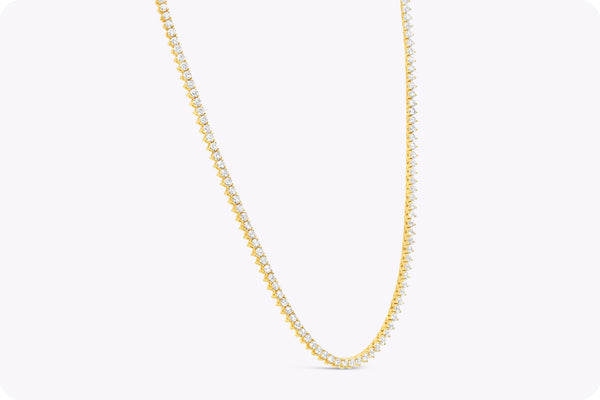 10.30 Carats Total Round Brilliant Cut Diamond Tennis Necklace in Yellow Gold