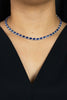 29.70 Carats Total Oval Cut Sapphire & Diamond Tennis Necklace in White Gold