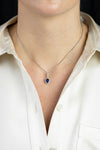 1.36 Carats Blue Sapphire & Diamond Floral Pendant Necklace in White Gold