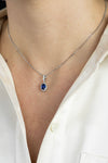 1.36 Carats Blue Sapphire & Diamond Floral Pendant Necklace in White Gold