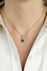 1.36 Carats Blue Sapphire & Diamond Floral Pendant Necklace in White Gold