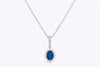 1.36 Carats Blue Sapphire & Diamond Floral Pendant Necklace in White Gold