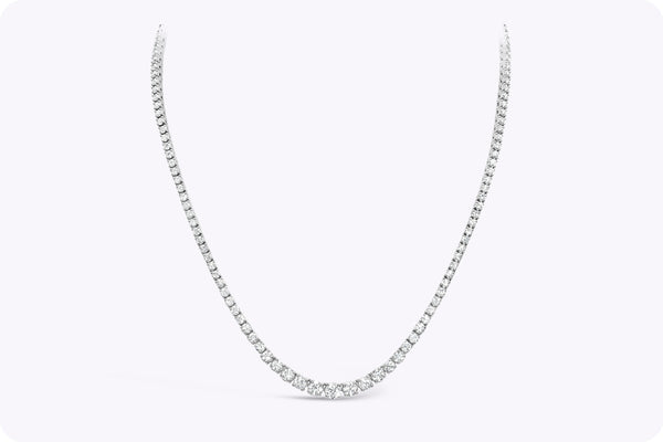 8.08 Carats Total Round Brilliant Cut Diamond Riviera Necklace in White Gold