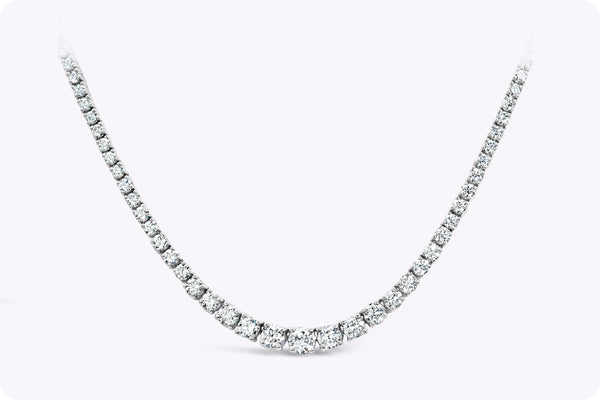 8.08 Carats Total Round Brilliant Cut Diamond Riviera Necklace in White Gold