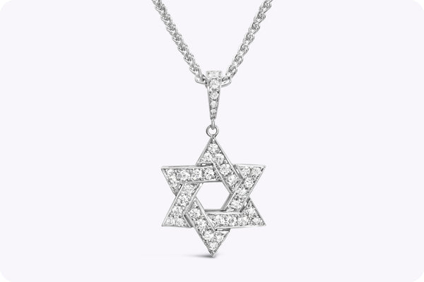 0.60 Carat Total Diamond Star of David Pendant Necklace in White Gold