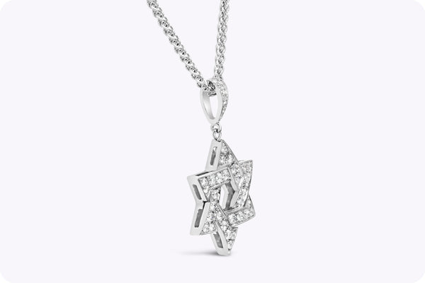 0.60 Carat Total Diamond Star of David Pendant Necklace in White Gold