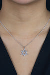 0.30 Carat Total Round Cut Diamond Star of David Pendant Necklace in White Gold