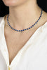 17.62 Carats Total Oval Cut Sapphire & Diamond Tennis Necklace in White Gold