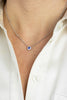 0.34 Carat Round Shape Blue Sapphire & Diamond Pendant Necklace in White Gold