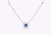 0.34 Carat Round Shape Blue Sapphire & Diamond Pendant Necklace in White Gold