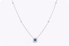 0.34 Carat Round Shape Blue Sapphire & Diamond Pendant Necklace in White Gold