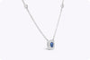 0.34 Carat Round Shape Blue Sapphire & Diamond Pendant Necklace in White Gold