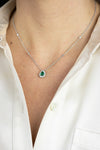 1.20 Carats Total Pear Shape Emerald & Diamond Pendant Necklace in White Gold