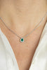 1.20 Carats Total Pear Shape Emerald & Diamond Pendant Necklace in White Gold