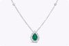 1.20 Carats Total Pear Shape Emerald & Diamond Pendant Necklace in White Gold