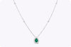 1.20 Carats Total Pear Shape Emerald & Diamond Pendant Necklace in White Gold