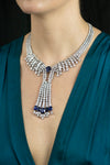 119.30 Carats Total Important Sapphire & Mixed-Cut Diamond Drop Necklace in White Gold