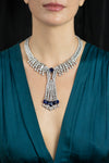 119.30 Carats Total Important Sapphire & Mixed-Cut Diamond Drop Necklace in White Gold