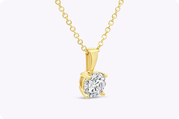 0.45 Carat Round Brilliant Cut Diamond Solitaire Pendant Necklace in Yellow Gold