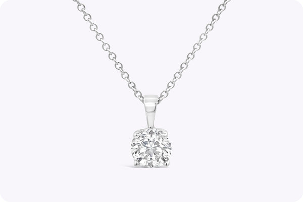 0.62 Carat Round Brilliant Cut Diamond Solitaire Pendant Necklace in White Gold