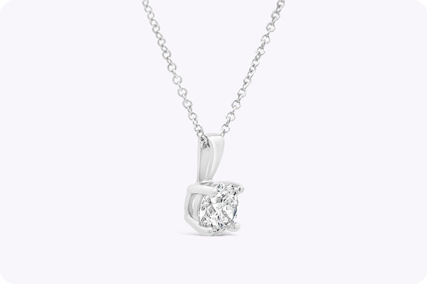 0.70 Carat Round Brilliant Cut Diamond Solitaire Pendant Necklace in White Gold