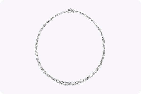 GIA Certified 31.46 Carats Total Round Brilliant Cut Diamond Riviera Necklace in Platinum
