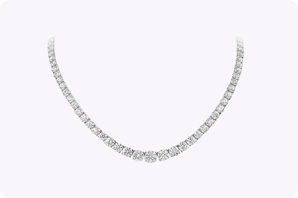 GIA Certified 31.46 Carats Total Round Brilliant Cut Diamond Riviera Necklace in Platinum