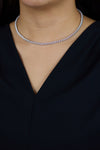 7.01 Carats Total Round Brilliant Cut Diamond Tennis Necklace in White Gold
