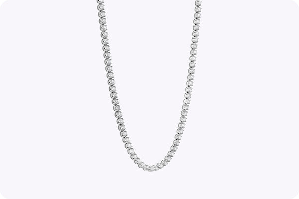 7.01 Carats Total Round Brilliant Cut Diamond Tennis Necklace in White Gold
