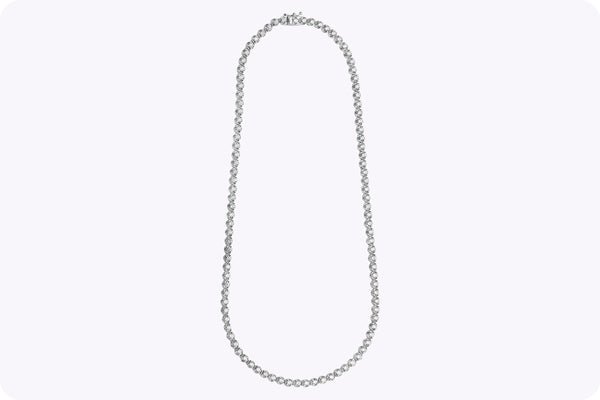 7.01 Carats Total Round Brilliant Cut Diamond Tennis Necklace in White Gold