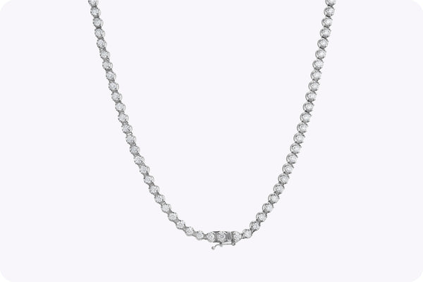 7.01 Carats Total Round Brilliant Cut Diamond Tennis Necklace in White Gold