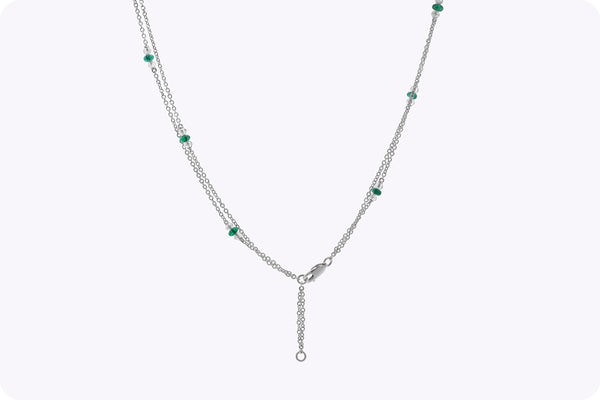 7.00 Carats Total Colombian Emerald & Diamond Necklace in White Gold