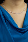 0.13 Carat Total Round Cut Diamond & Pearl Necklace in White Gold