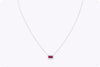 0.67 Carat Rectangular Ruby & Diamond Halo Necklace in White Gold