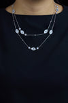 3.78 Carats Total Mixed-Cut Diamond Mother of Pearl Necklace in White Gold