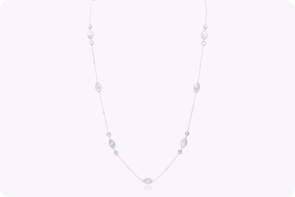 3.78 Carats Total Mixed-Cut Diamond Mother of Pearl Necklace in White Gold