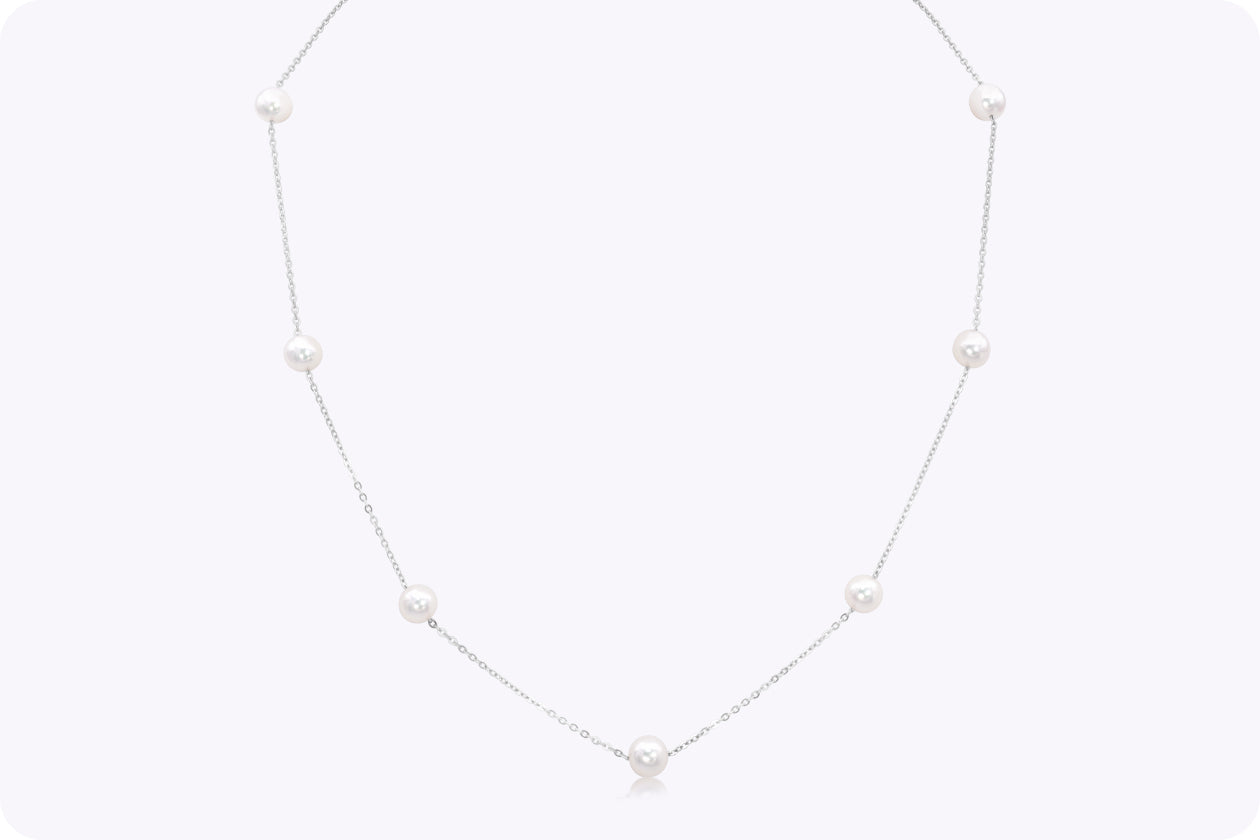 Akoya Japanese Pearls By the Yard Necklace in White Gold