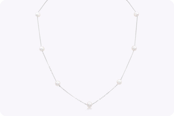 Akoya Japanese Pearls By the Yard Necklace in White Gold