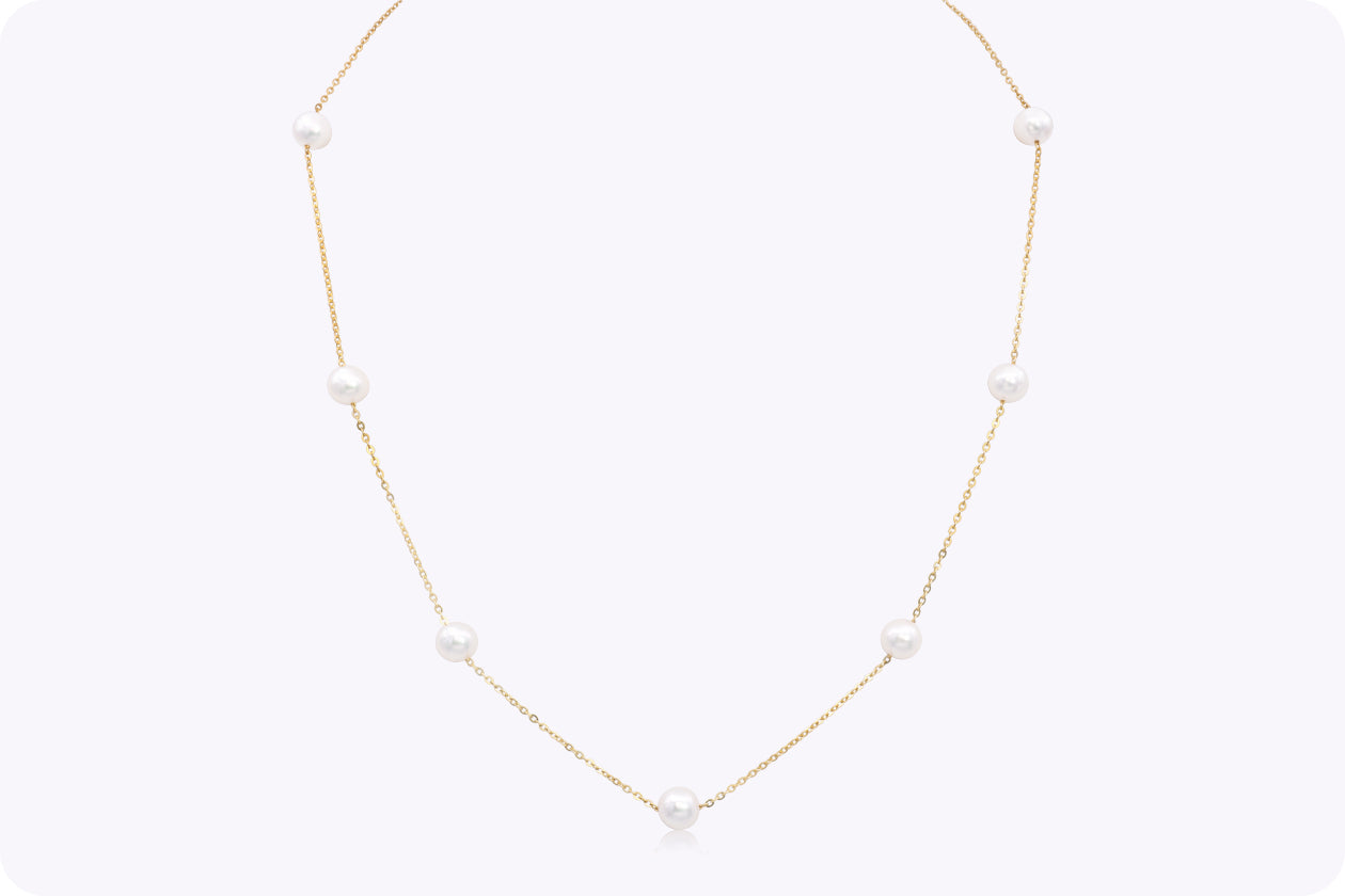 Akoya Japanese Pearls By the Yard Necklace in Yellow Gold