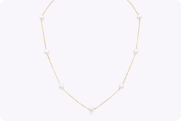 Akoya Japanese Pearls By the Yard Necklace in Yellow Gold