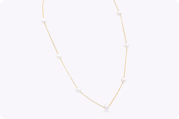 Akoya Japanese Pearls By the Yard Necklace in Yellow Gold