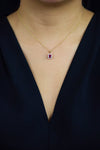 1.09 Carats Total Ruby & Diamond Halo Pendant Necklace in Yellow Gold