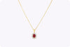 1.09 Carats Total Ruby & Diamond Halo Pendant Necklace in Yellow Gold