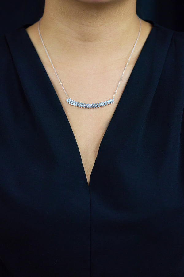 Stunning 3.01 carat total baguette-cut diamond tennis necklace
