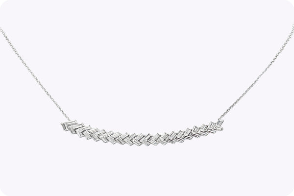 3.01 Carats Baguette Cut Diamond Fashion Necklace in White Gold