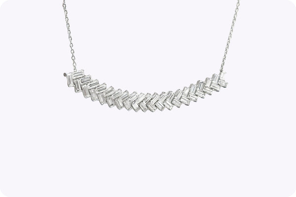 3.01 Baguette Cut Diamond Tennis Necklace
