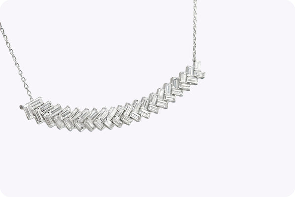 Baguette Cut Diamond Fashion Necklace in White Gold