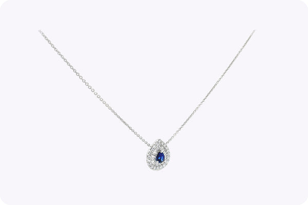 Pear Shape Sapphire & Diamond Pendant