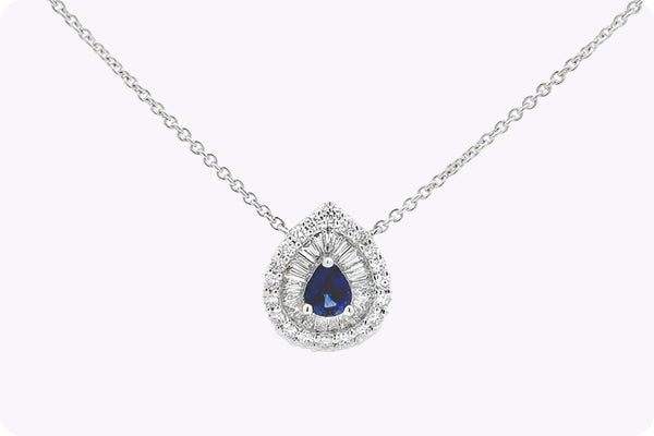0.42 Carat Pear Shape Sapphire & Diamond Pendant